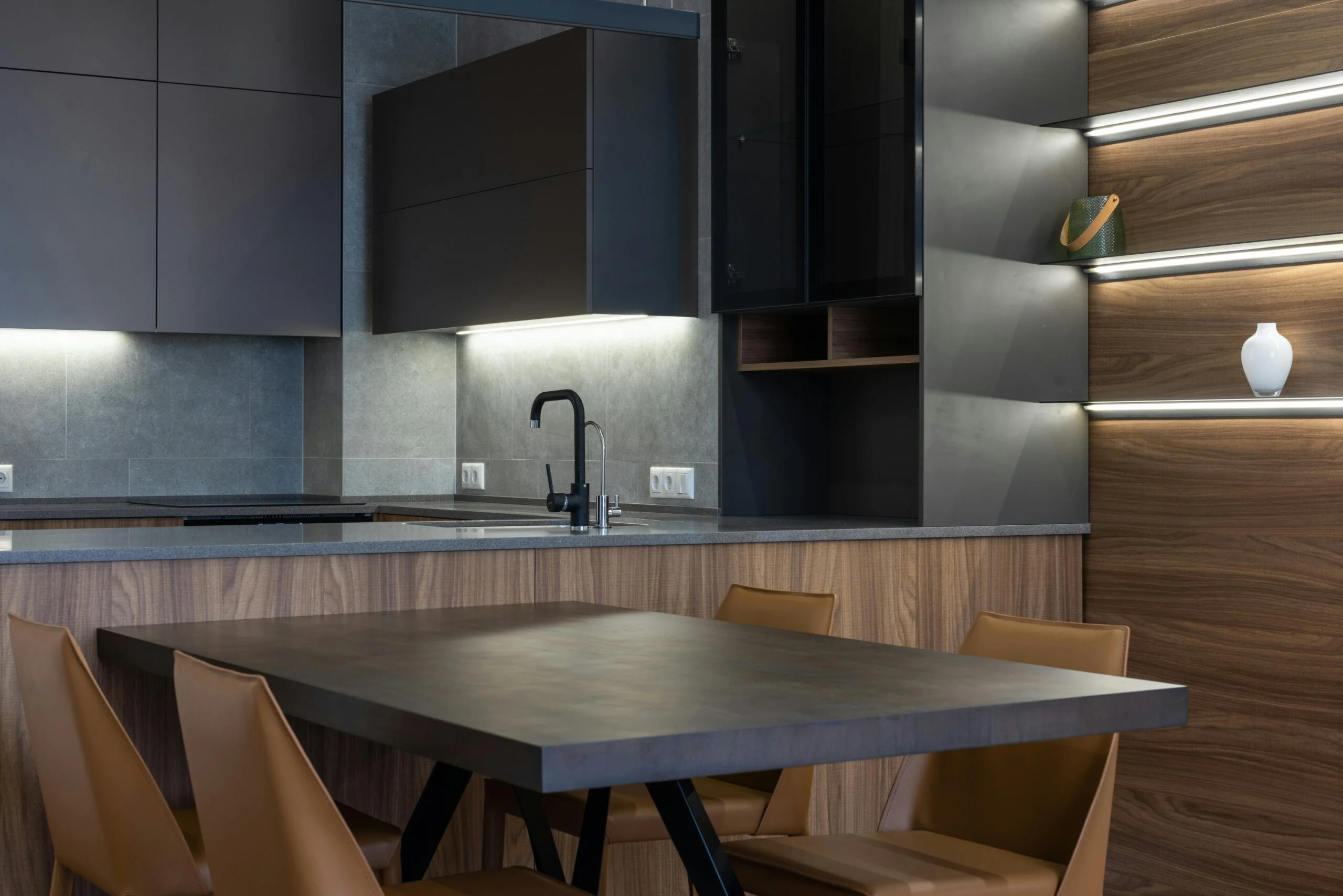 Modern kitchen and dining interior